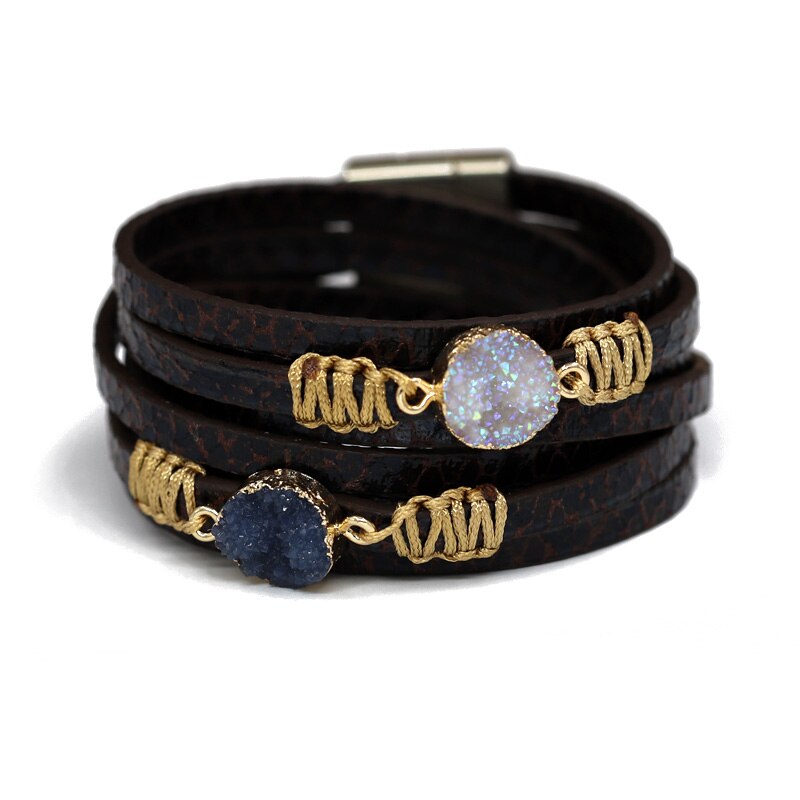 Braccialetti Dei Monili dell'annata per le Donne Degli Uomini in Pelle Marrone Corda Braccialetto catena Regalo Di Natale Femme Accessori