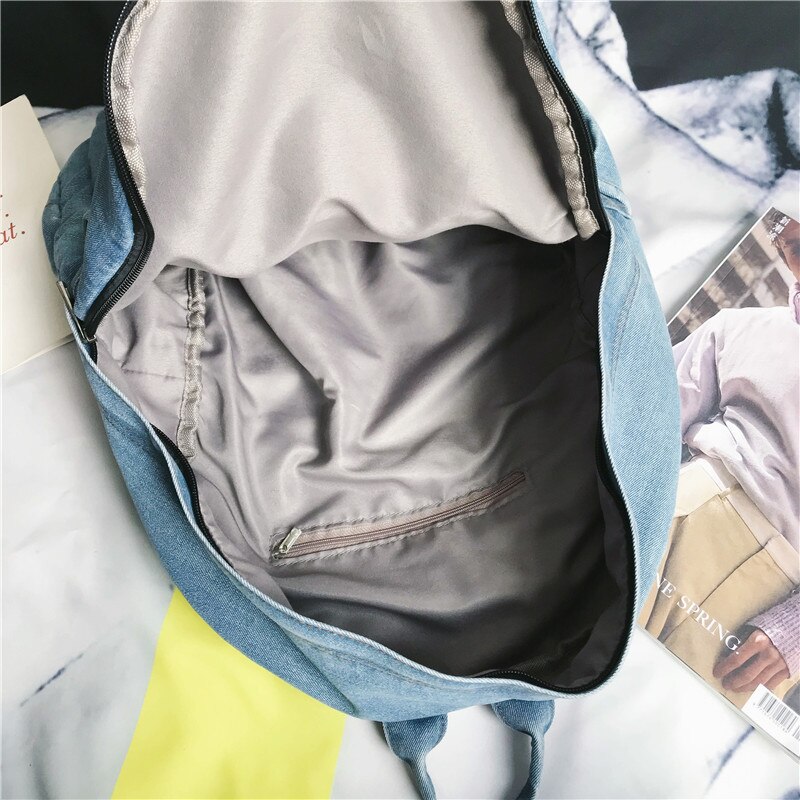 Denim afslappet rygsæk kvinder tasker rejse jeans mænd stor kapacitet skole for teenagepiger mochila feminina