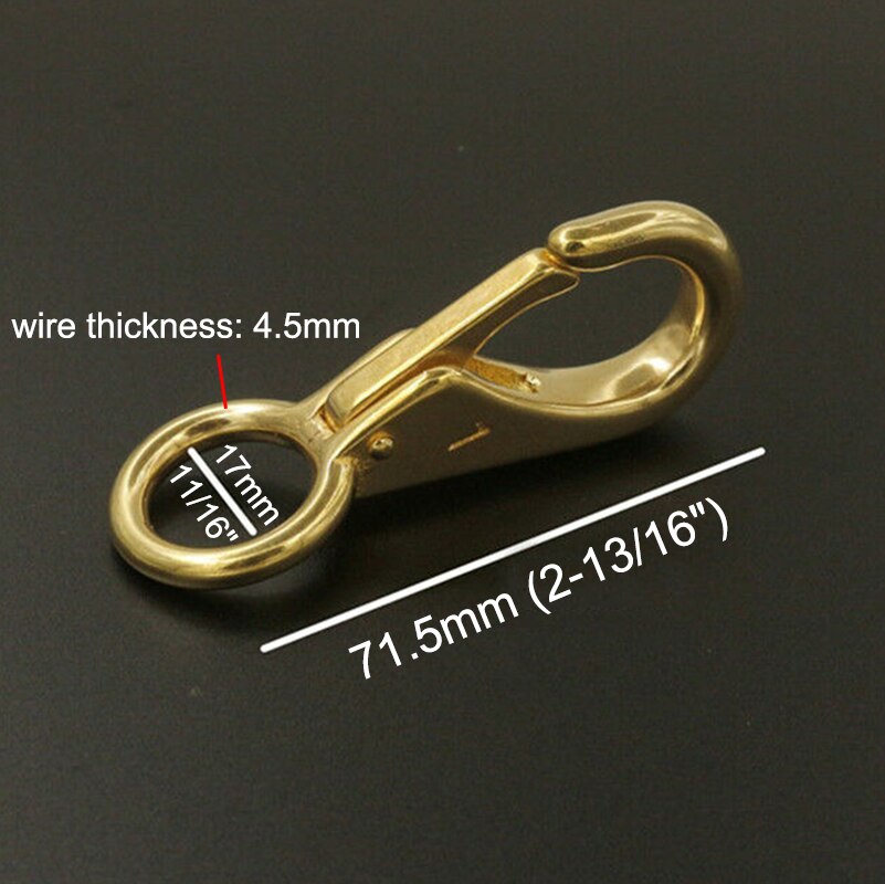 1 x Solid brass snap hook fixed eye trigger clasp for leather craft bag strap belt horse gear marine pet rope leashes clips: Model 1