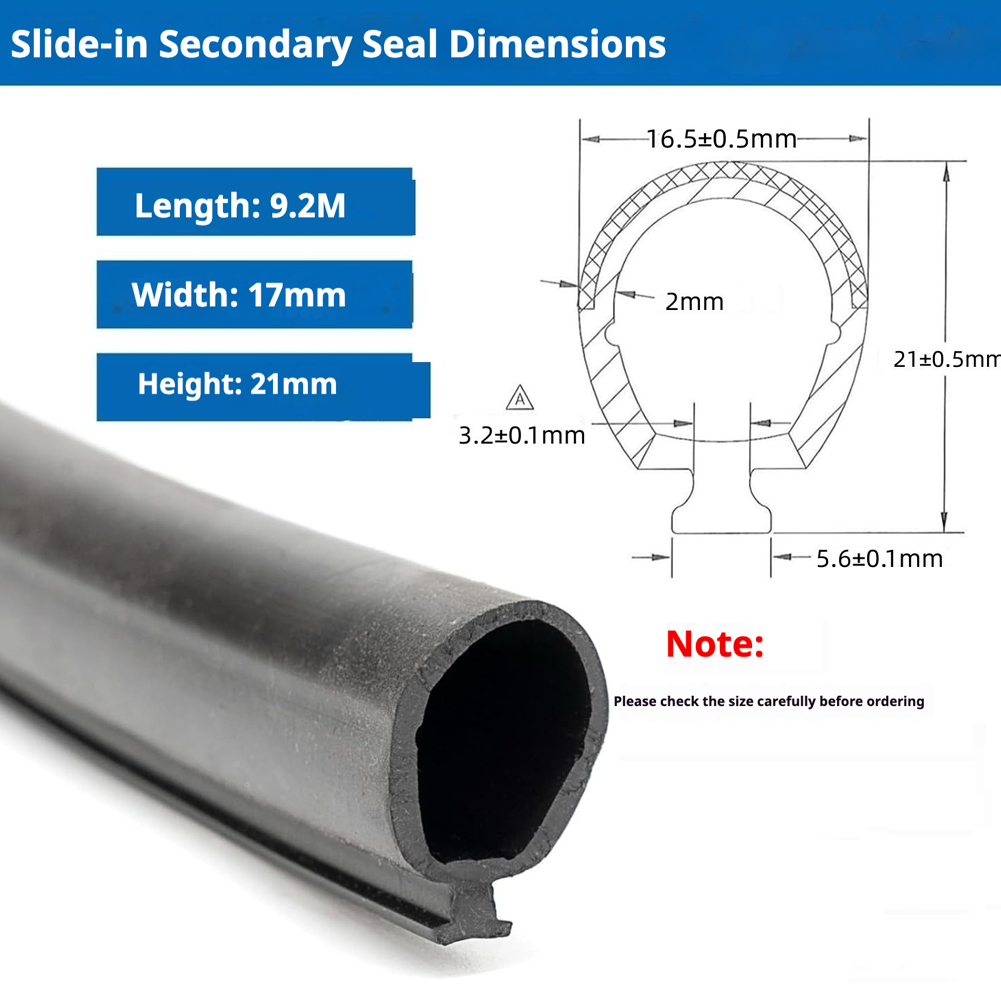 9.2 meters RV Secondary Slide-in/Slide-Out Seal Black Rubber RV Slot Weather Stripping for RV Slide-Out System Effective Seal: Default Title