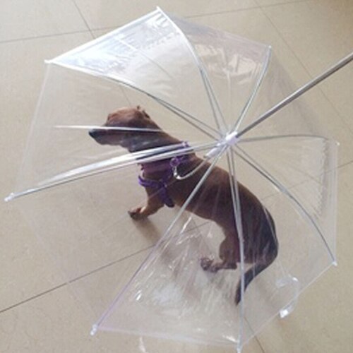 Dog Walking Waterproof Clear Cover Built-in Leash Rain Sleet Snow Pet Umbrella Dog Raincoats