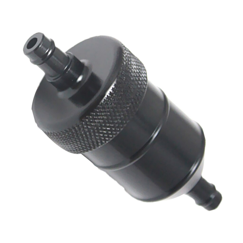 8mm 5/16'' Universal Chrome Aluminum Fuel Filter Car Petrol Diesel Inline aluminum inline fuel filter: Black
