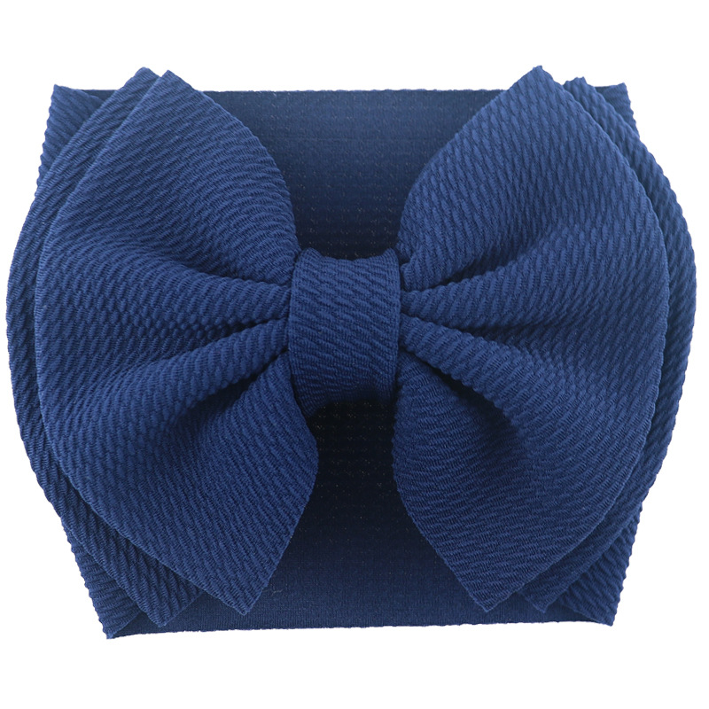 Grand bandeau élastique Double couche avec nœud pour cheveux, pour filles, mignon, pour bébé, accessoires de cheveux, Turban, Double couche,: Bleu marine