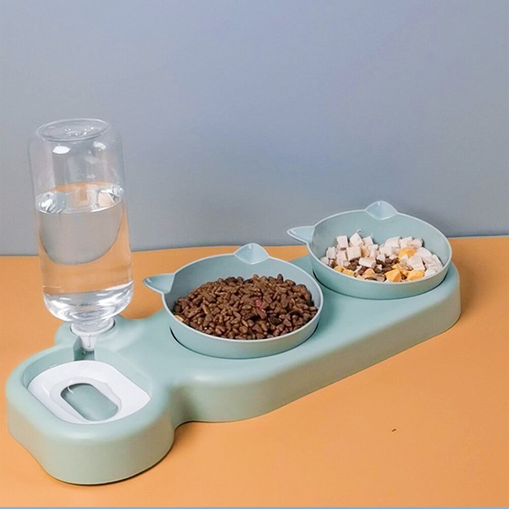 Automatic Pet Water Dispenser Double Bowl Cat Water Storage Food Container Basin Anti-overturning Waterer Feeder Pets Dish Bowl