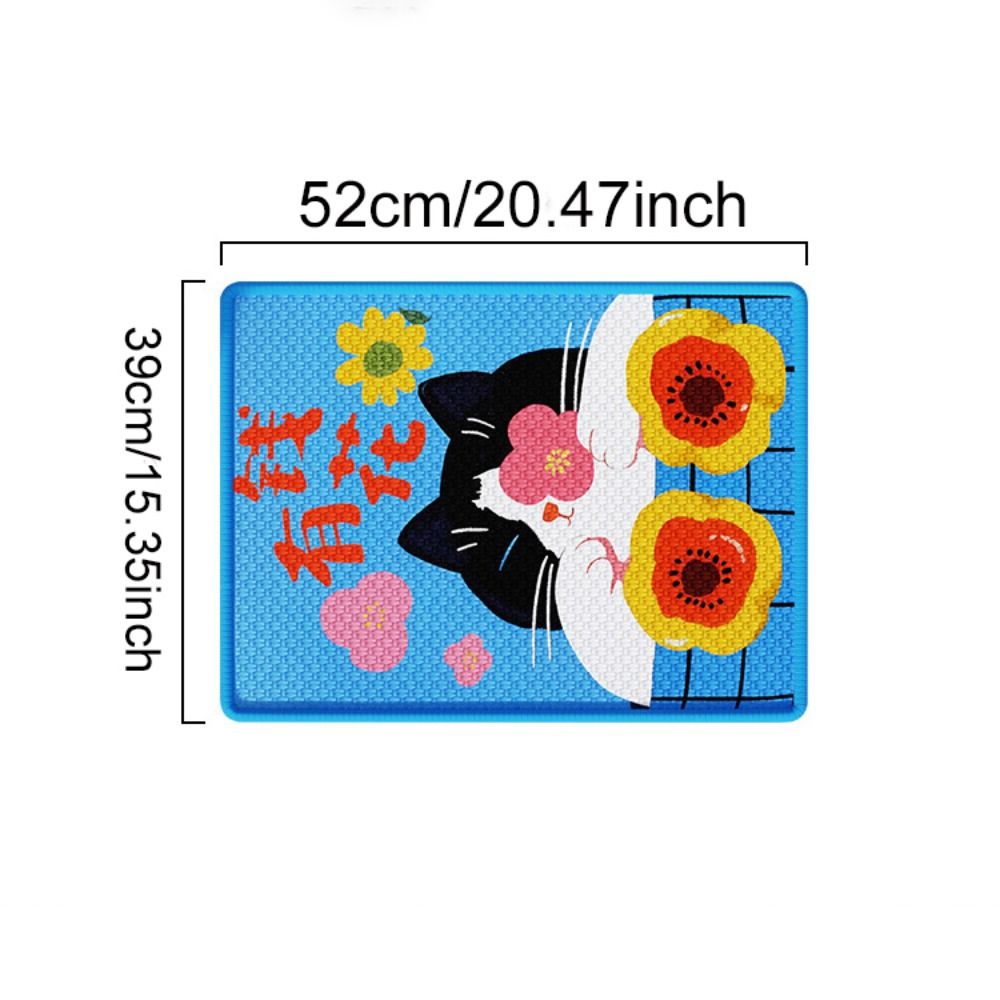 Zelfklevende krabpaal voor katten, slijtvast, anti-krabplank van sisal met cartoonpatroon, geschikt voor wandmontage.