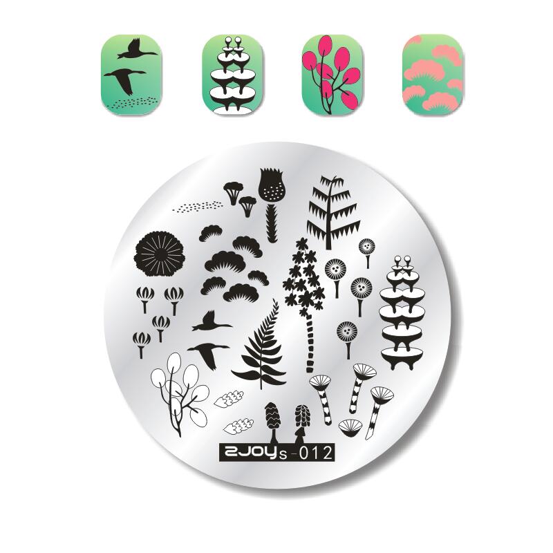 WACH Runde Nagel, Platte Teekanne Pilz Regentropfen Bild Nagel Kunst Stempel Schablonen Manikübetreffend Schablone Werkzeug: 012