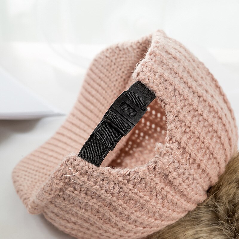 Stickad babymössa pompom vinterkeps för barn justerbar solid baby vintermössa tillbehör barnmössa för 2-5 år 1pc