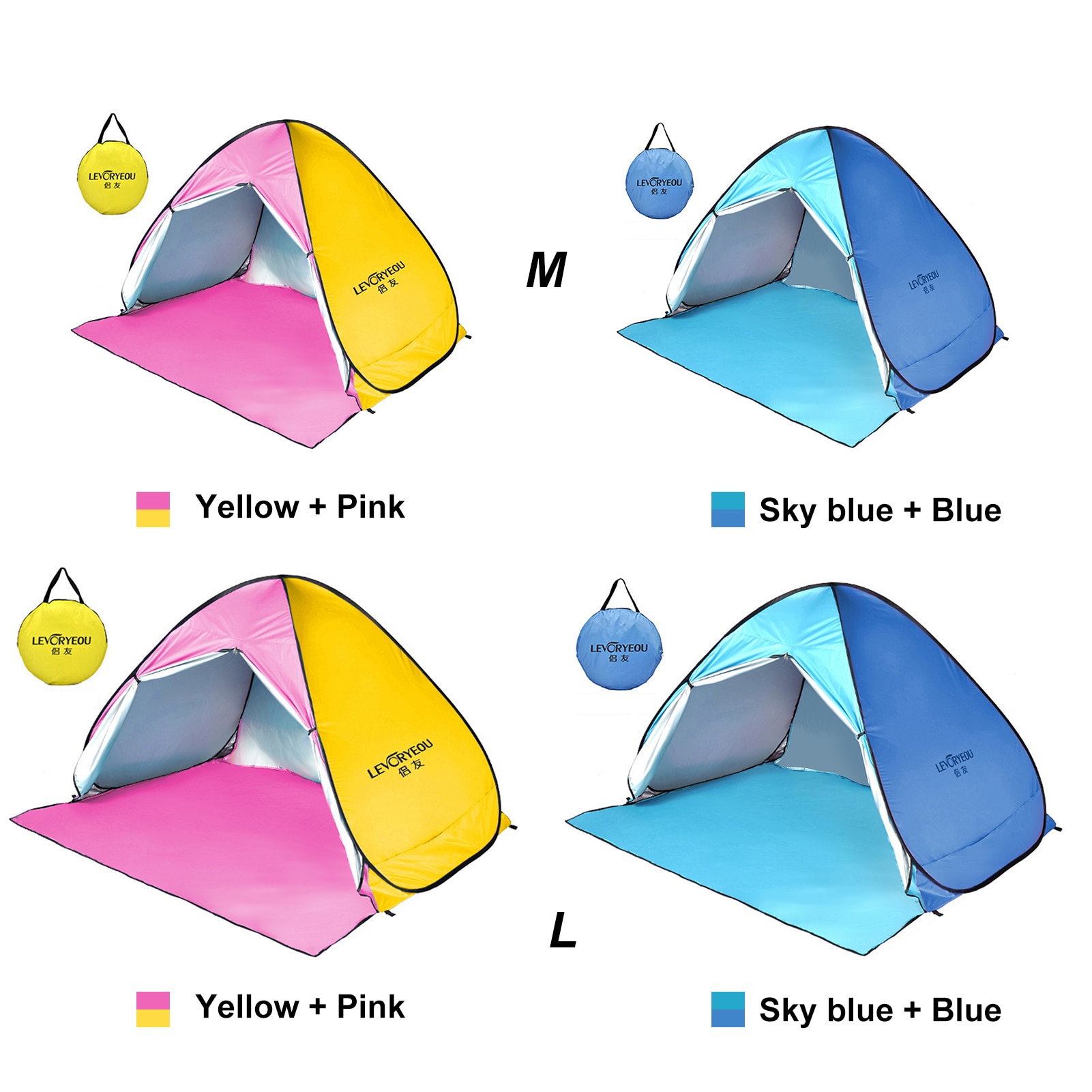 Tenda de acampamento automática de 3 a 4 pessoas, tenda de acampamento ao ar livre, proteção uv, sombra, toldo para camping, praia, ambiente externo