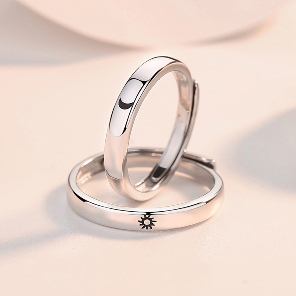 1 par de anillos de pareja de gatitos, bonito anillo abierto de plata para mujeres y hombres, anillos de dedo ajustables, de joyería de aniversario para amantes románticos: Amarillo limón