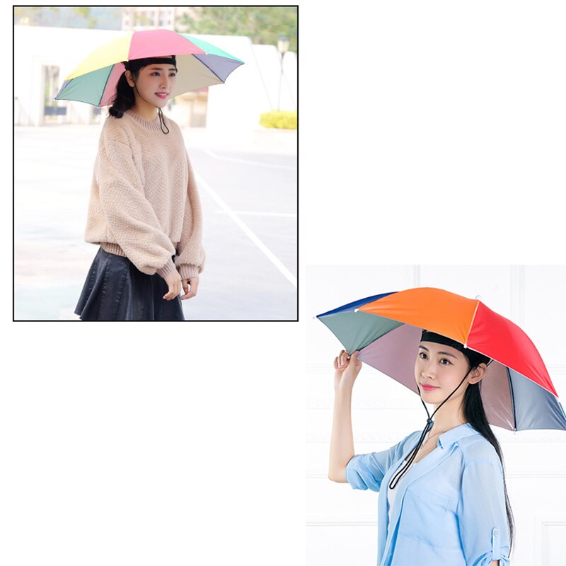 Parasol tête chapeau Camping en plein air randonnée coiffe de tête Parasol multi-formes accessoires de pêche léger pratique tête ombre outil