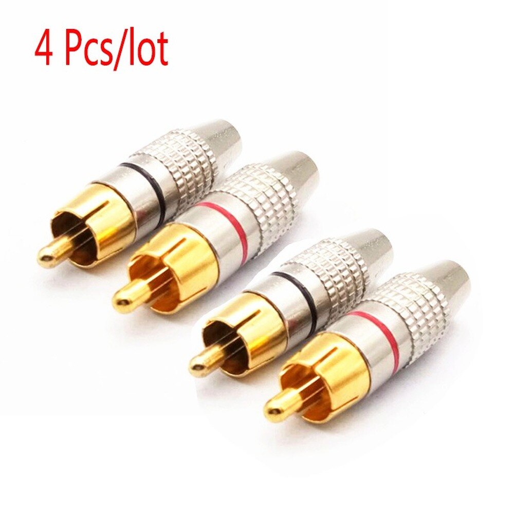 Gold Plated RCA Male Plug RCA Plug Video Locking Cable Connector for Coaxial Cable Balck Red