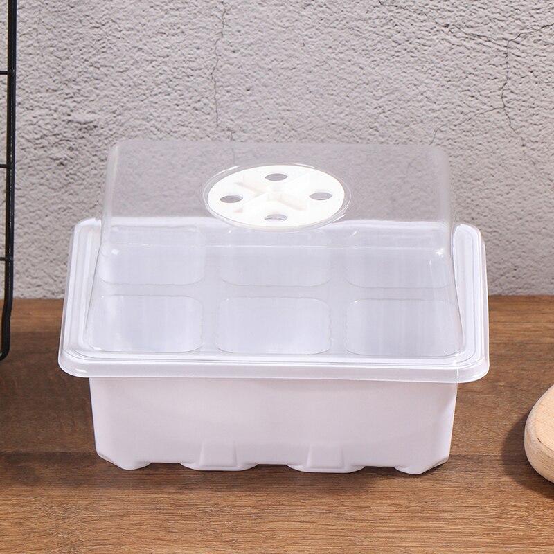 6 Cells Hole Plant Seeds Grow Box gardening hydroponics systems Tray Insert Propagation Seeding Nursery Pot garden indoor: White