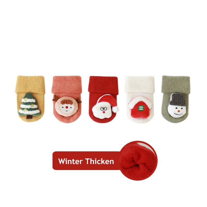 Calzini per bambini di natale albero babbo natale calzini da pavimento in cartone animato 3D calzino invernale suola antiscivolo per accessori per abbigliamento da bambino per bambina