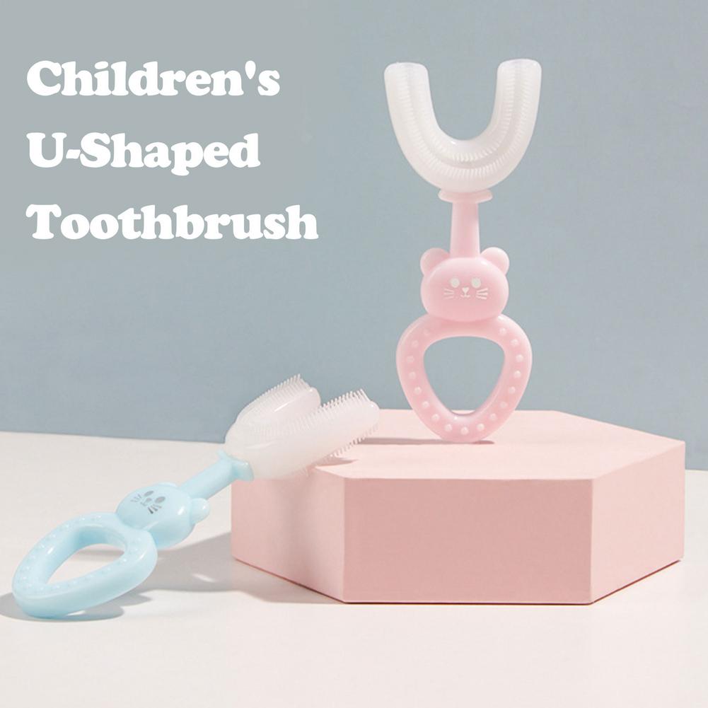 Spazzolino da denti a forma di U per bambini spazzolini da denti per allenamento manuale spazzolino da denti in Silicone morbido per uso alimentare testina 360 denti orali Cle