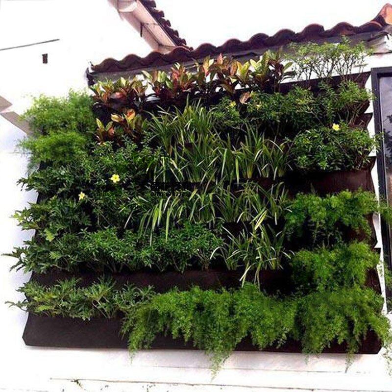 Tuin zwarte plantenkweekzak buiten tuinieren verticale wand hangende kweekpot plantzak zaailingpot druivenzakken voor planten