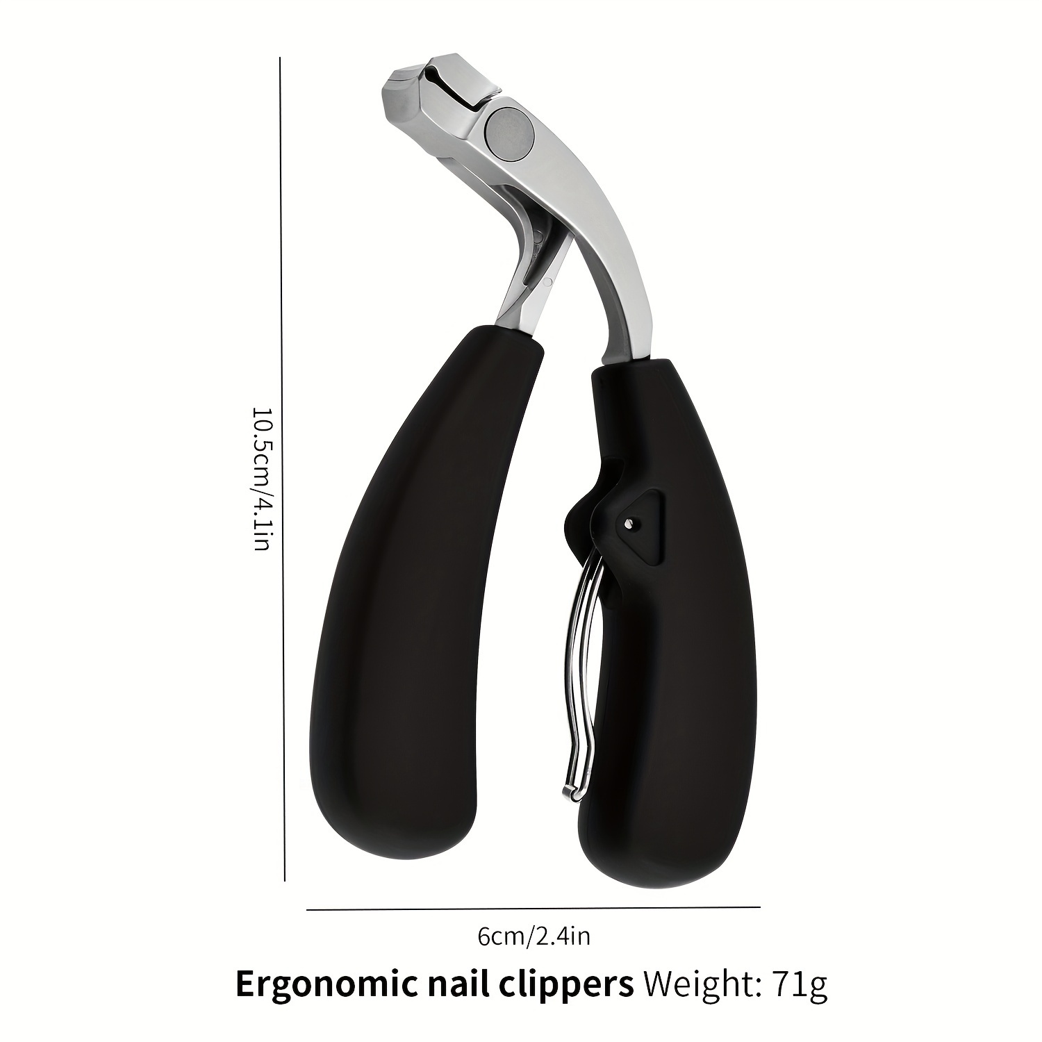Nagelschere aus Edelstahl mit gebogener Klinge – robust, spritzwassergeschützt, breite Backe für dicke Nägel, ergonomischer langer Griff