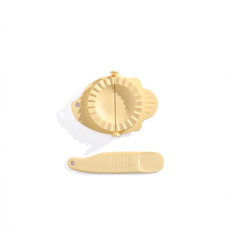 Køkken tilbehør diy dumpling forme værktøj dejen tryk dumplings jiaozi maker værktøjer wienerbrød cutter køkkenredskaber køkken gadgets: Gul