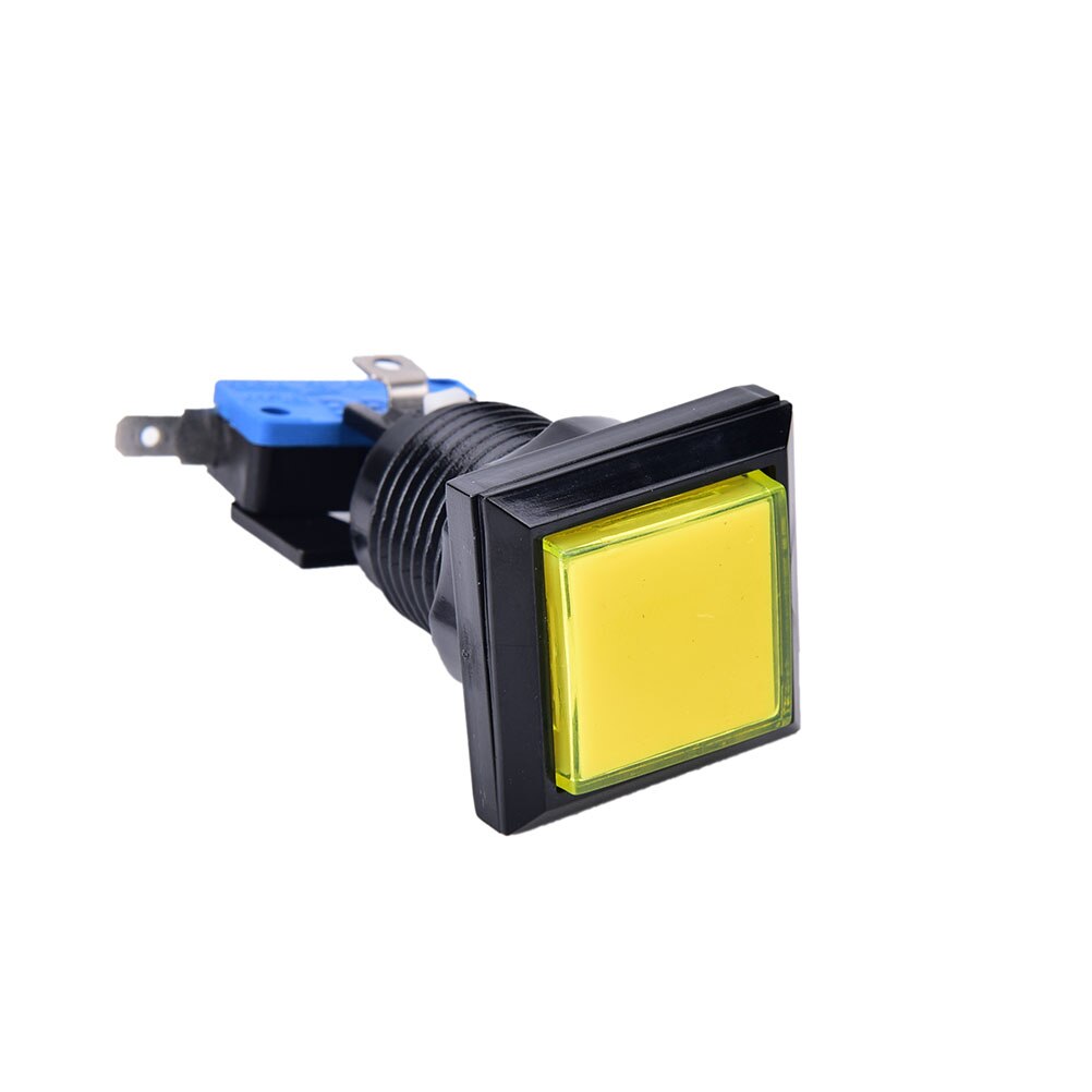 1PC Square game machine push button arcade LED momentary illuminated push button 5 Colors: Yellow