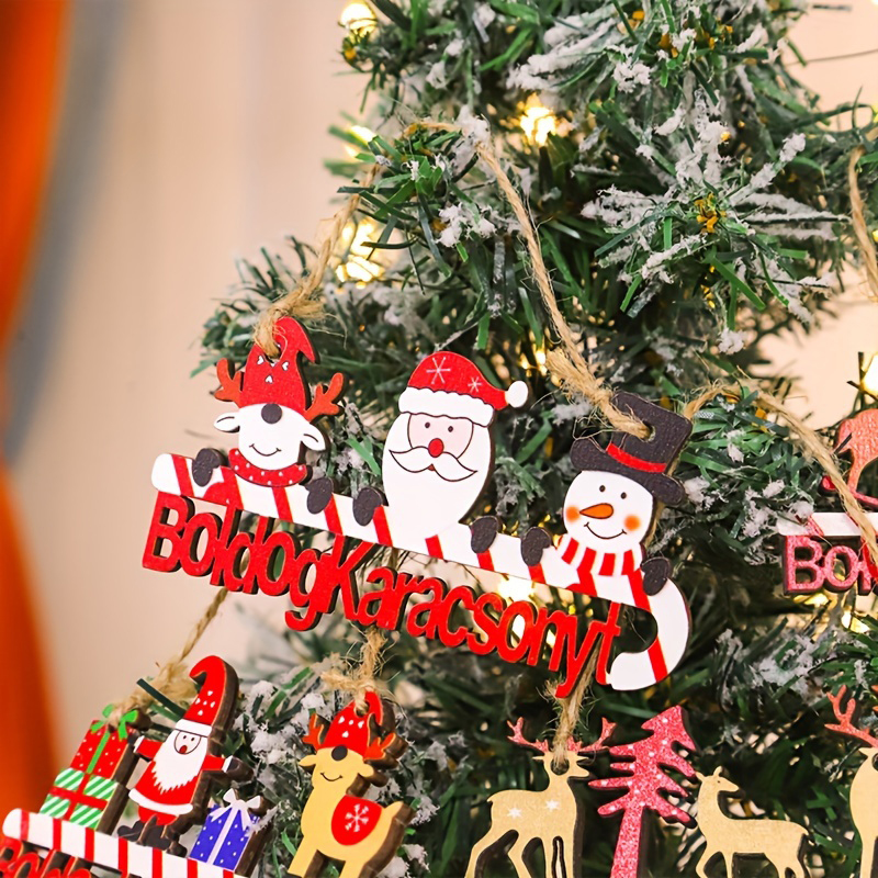Weihnachts tür hängen Plaketten Holz Boldogkaracsonyt Zauberstab dekoration für Heimat Bar Cafe Tür Santa Claus Elch Schneemann hängen Zeichen
