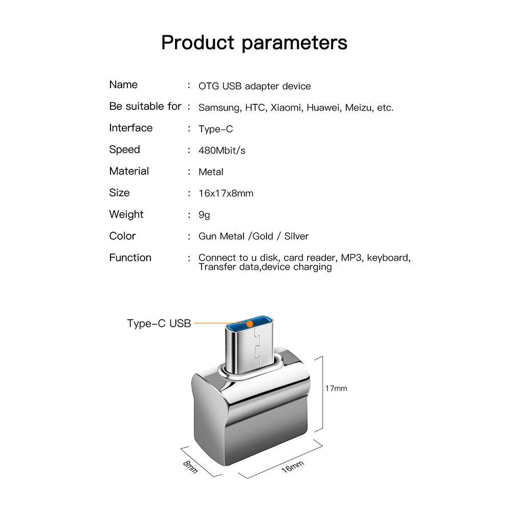 Usb Type C Otg Adapter Type-C Naar Usb Converter Voor Usb C Pd Charger Mouse Keyboard Flash Disk draagbare Sleutelhanger Otg Plug