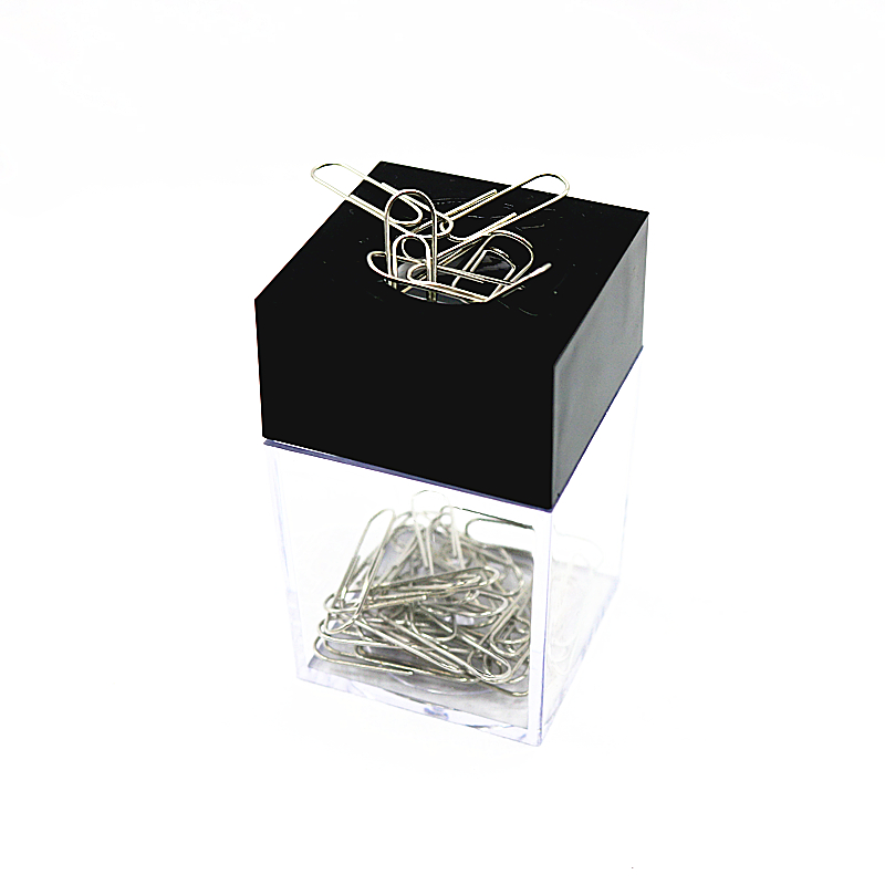 Caja de Clip de papel cuadrado, Cartucho de reciclaje, soporte magnético de Clip de papel negro, suministros de oficina, Porta Clips, Dispensador