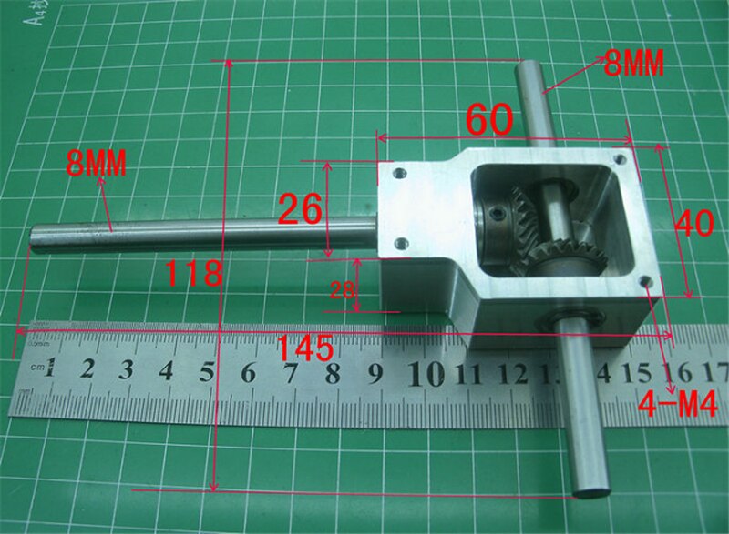 1:1 90 ° vendevinkel enhed spiralformet gearkasse reduktionsenhed lille reduktionsenhed dobbeltaksel 8mm/10mm