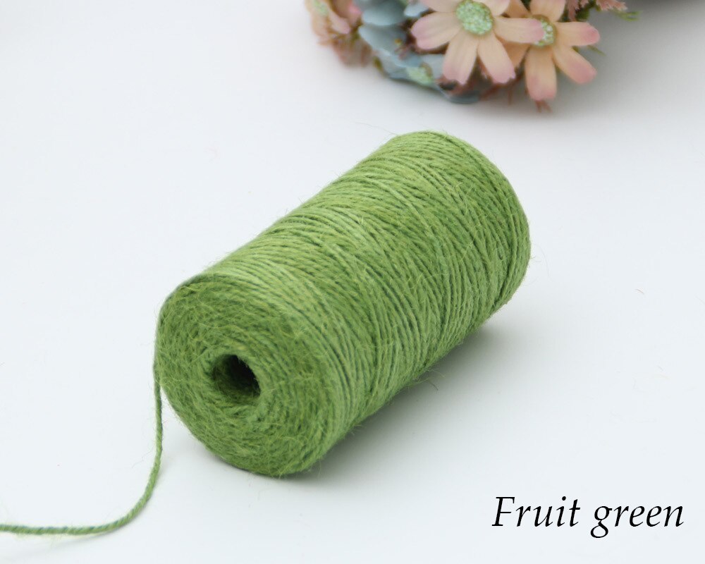 100M Natural Burlap Hessian Jute Twine Cord Hemp Rope Party Wedding Wrapping Cords Thread DIY Scrapbooking Craft Decor: fruit  green