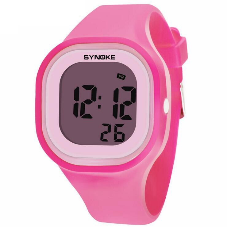 SYNOKE mannen vrouwen Kids Elektronische Horloges Meisjes Effen Klok Horloges Kleur Horloges Repeater Waterdichte Digitale Horloge: F