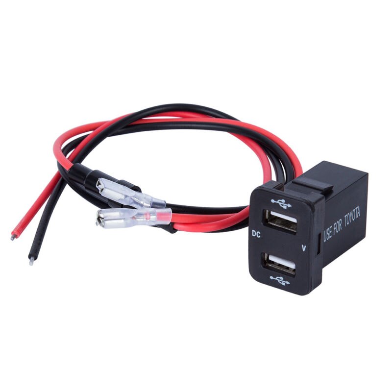 1pc 4.2A 12V Dual USB Car Charger Socket Voltmeter Power Adapter Fits For Toyota
