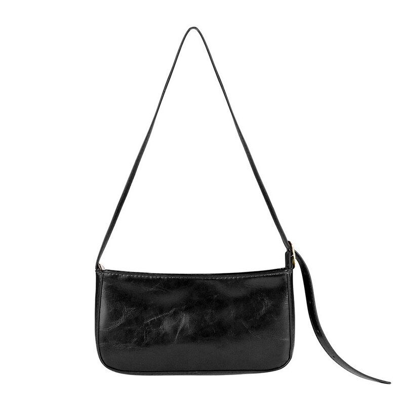 Ins Vrouw Trendy Groen Wit Enkele Riem Handtassen Pu Leer Rits Schoudertas Vrouwelijke Hobo Vintage Handtas Lente Zomer: Black 1