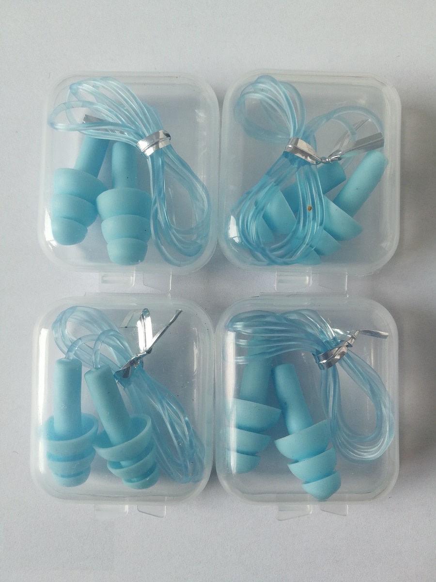 4pieces box-packed comfort earplugs noise reduction silicone Soft Ear Plugs PVC rope Earplugs Protective for Swimming for sleep