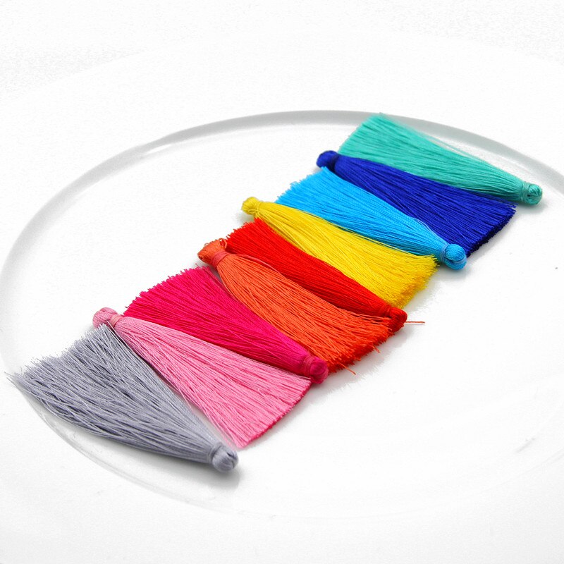 FISHWAVES 10 unids/lote 65mm borlas de flecos DIY pendientes accesorios borlas de seda para adornos joyería hallazgos borlas