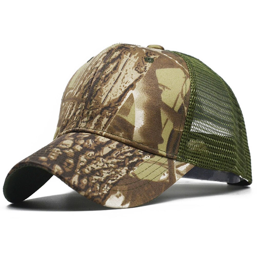 FS-gorras de camionero de camuflaje para hombre y mujer, gorros tácticos transpirables de malla, Gorra de béisbol de camuflaje verde,: Mesh Cap 2