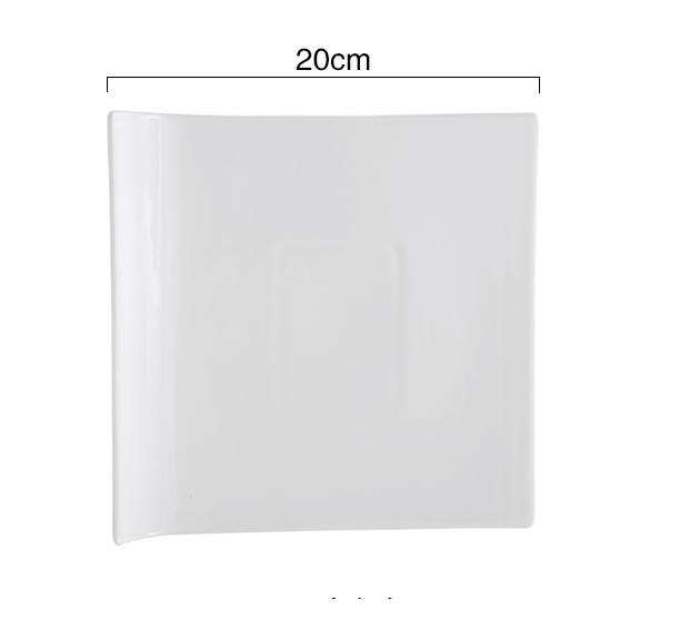 Pure White Ceramic Steak Plate Dessert Plate Home Kitchen Tableware Dinner Plate Simple And Delicate Ceramic Tableware: 8inch