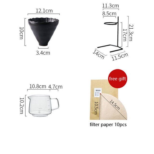 Håndbrygget kaffefiltersæt med  v60 pour over glas kaffekande kaffe elkedel kande drypper stand kaffemaskine sæt