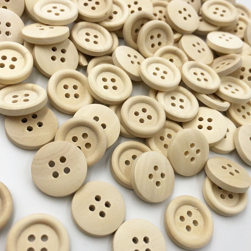 50 Pcs 18 Mm Ronde Houten Knoppen 4 Gaten Naaien Ambachten Accessoires WB28