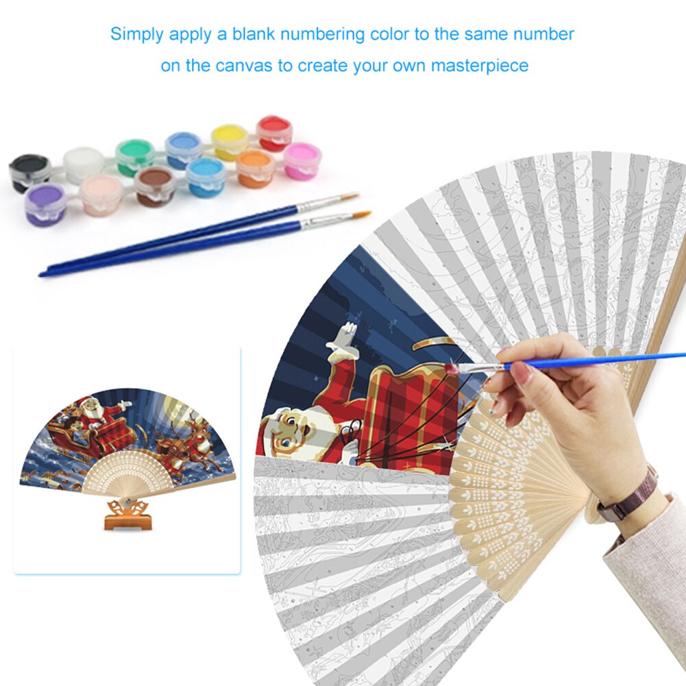 DIY Oil Painting by Numbers Fan Canvas Artwork Living Room Hand Painted Oil Drawing Handicraft Artwork Home Decor