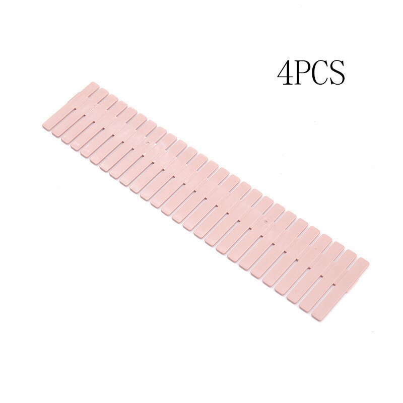4PCS adjustable plastic drawer partition DIY storage rack household free combination partition board space saving partition tool: Pink 37x7cm