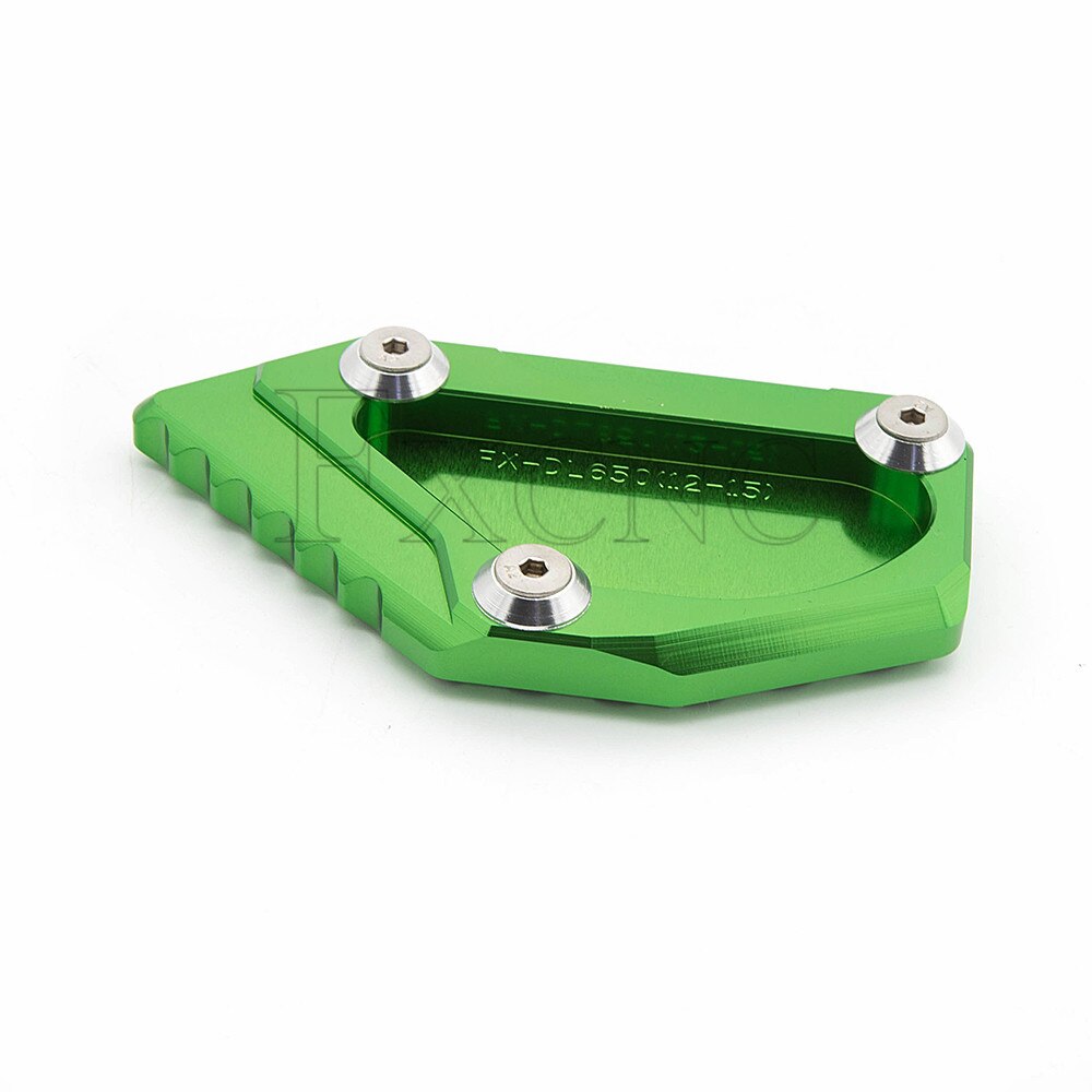 CNC-soporte lateral para motocicleta, placa de Aluninum, pata de cabra para Suzuki DL650, V-STROM, VStrom, , almohadillas de extensión de soporte: Green