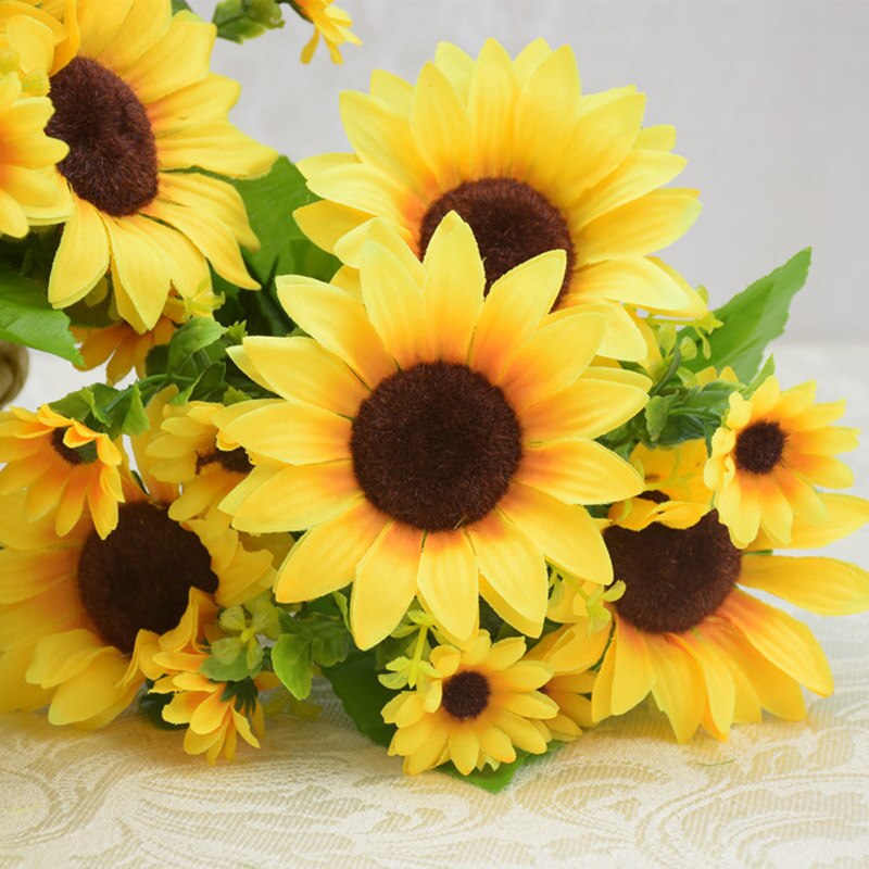 Une variété de fleurs en soie artificielle bouquets de tournesol pâquerettes maison jardin table de mariage bricolage simulation décorative fleur acces