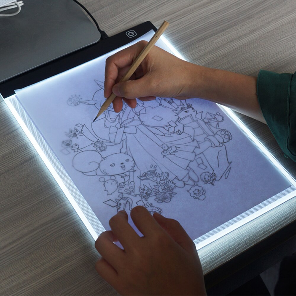 A4 Ultra-Thin Led Light Pad USB Powered Painting Tracing Panel A4 Copyboard for Cartoon Tracing Pencil Drawing Viewing