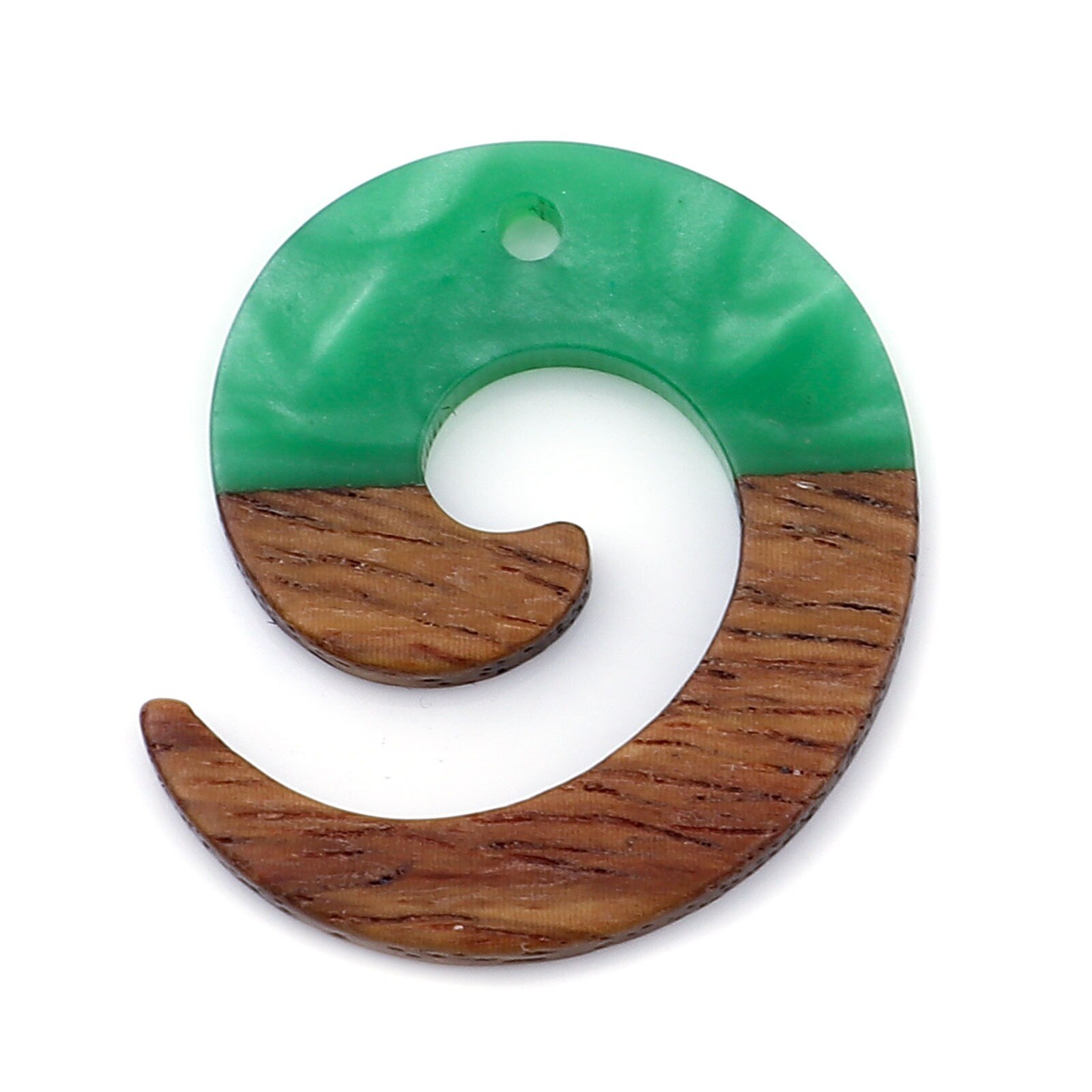 DoreenBeads – pendentifs faits à la main en résine et bois naturel, breloques tourbillon pour fabrication de boucles d'oreilles, bijoux 28x24mm, 3 pièces: Green