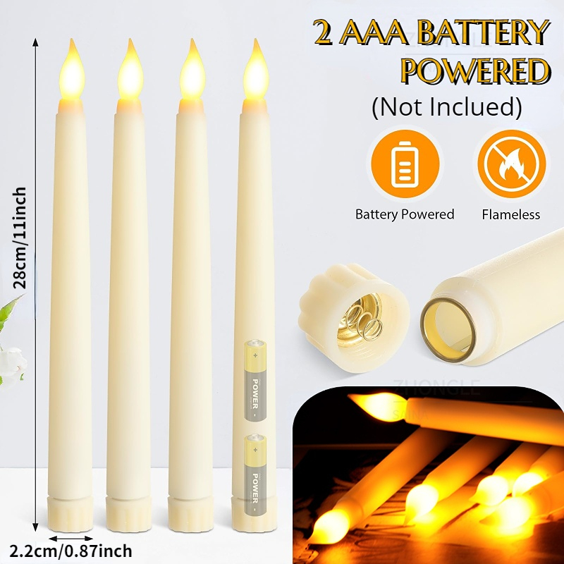 10-300PCS Flameless Taper Candles Wedding Artificial LED Candles Battery Powered Candle Lights Flickering Wedding Home Decor