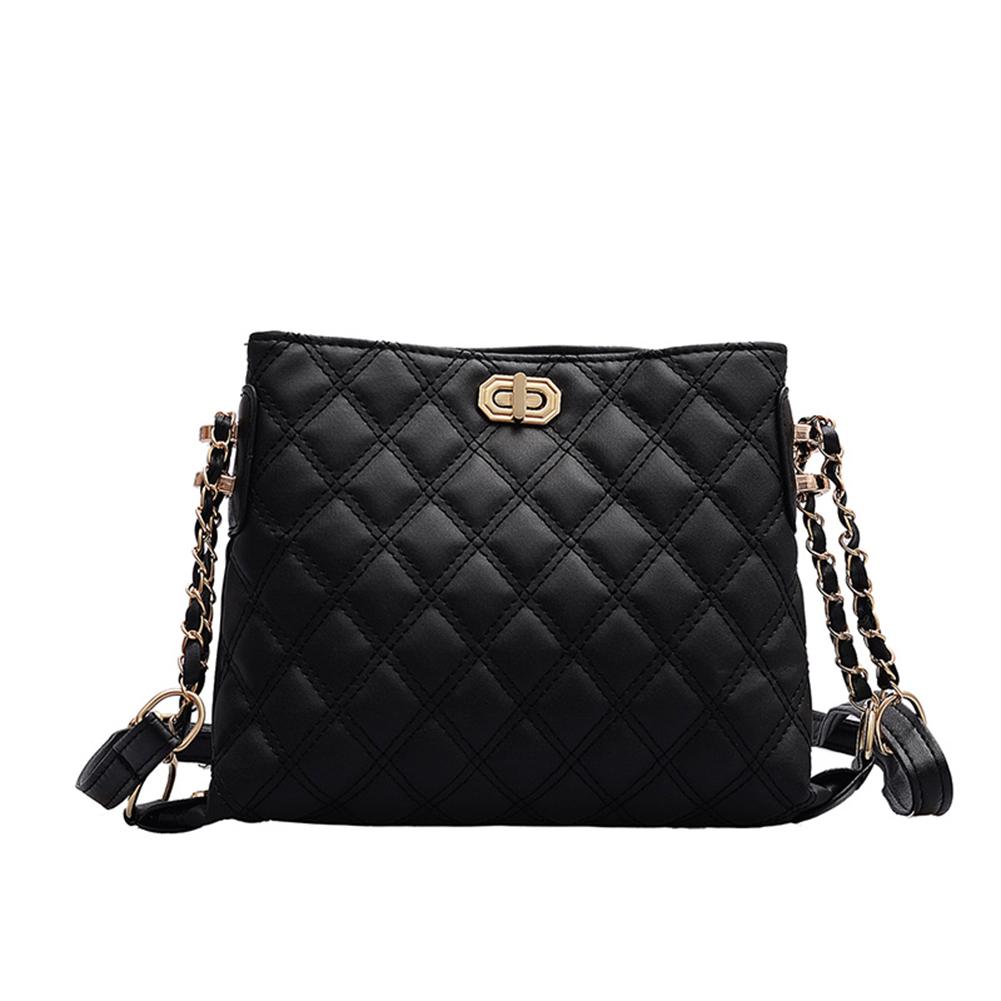 2020 borse a tracolla con motivo reticolare di nuovo Design elegante borsa a tracolla femminile in pelle Pu borsa a tracolla elegante da donna: Black