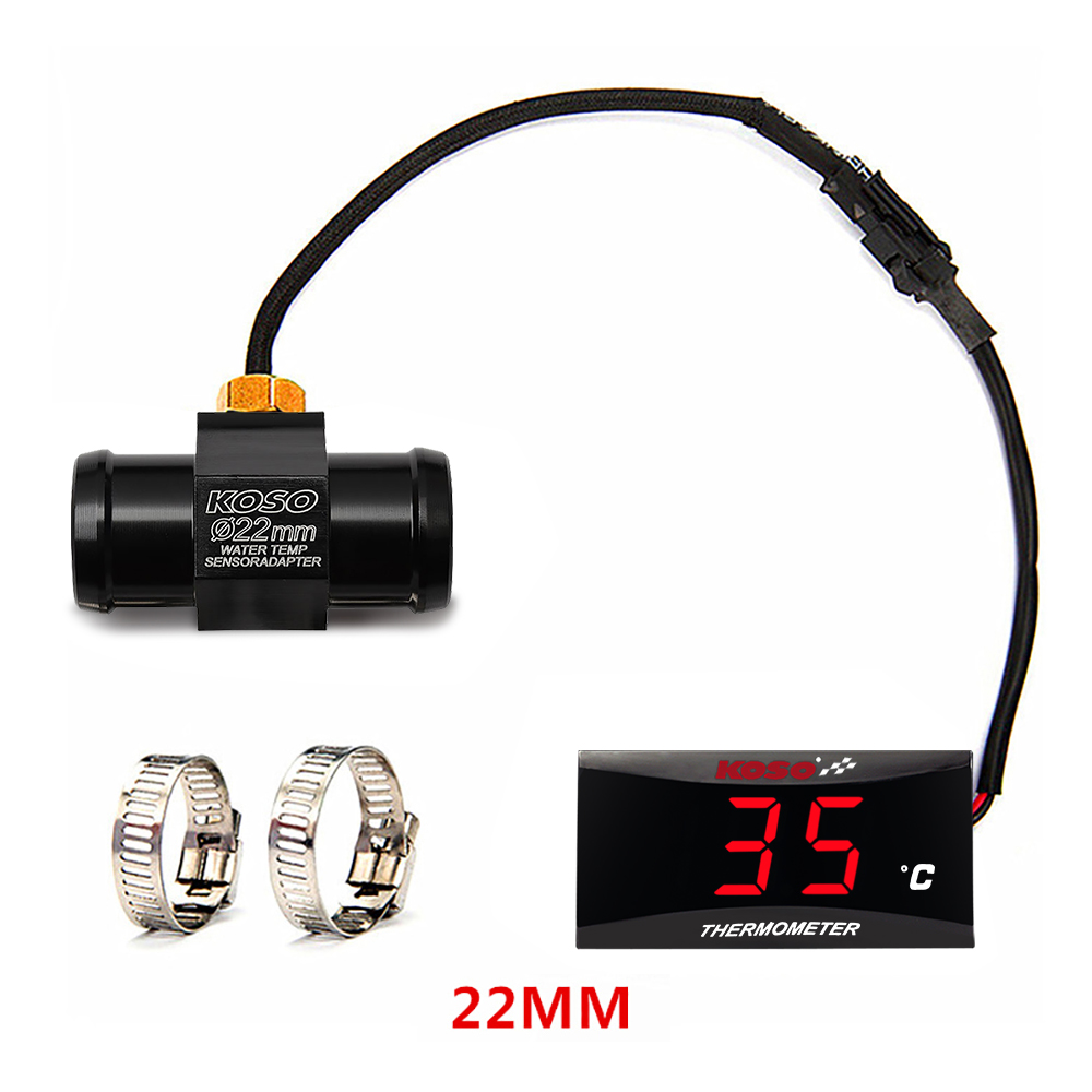 KOSO Motorrad Wassertemperatur Minimessgerät Universal- LCD Digitaler Bildschirm Sensor Thermomete SAMCI Temperaturanzeige: Blau