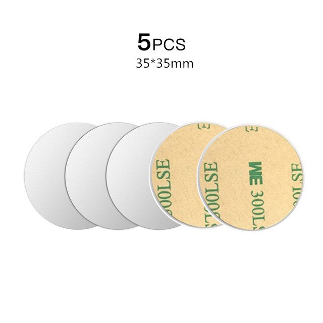 Plaque métallique magnétique universelle pour support de téléphone de voiture, feuille de fer, autocollant de disque, support magnétique de téléphone portable pour IPhone: 5PCS Silver 35x35