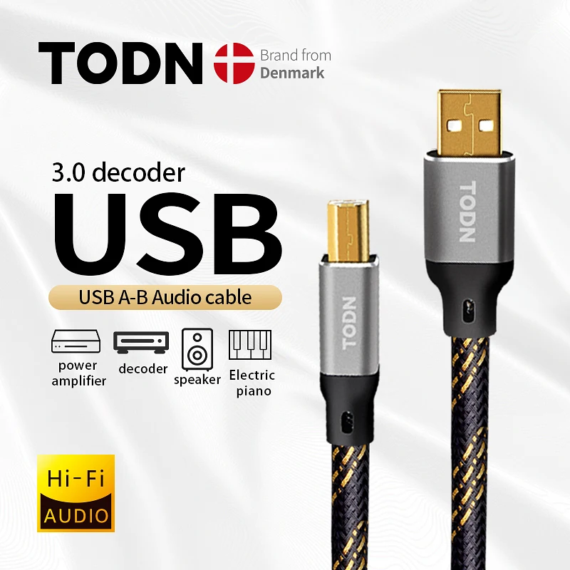 TODN Hifi USB-kabel 6N OCC Type A naar Type B Hifi Data audio digitale kabel voor DAC