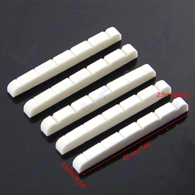 5 Pieces Curved Unbleached Slotted Bone Nut Flat Bottom For Strat