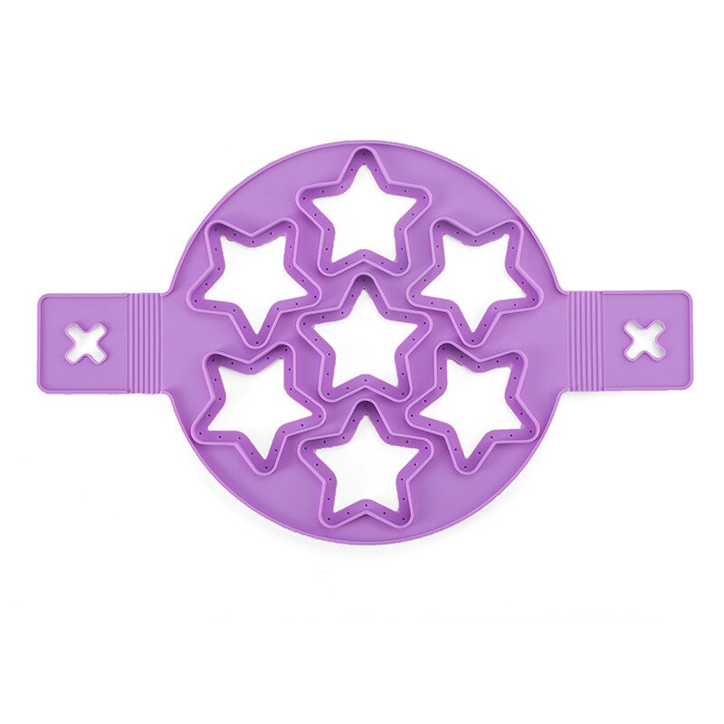 1Pcs Silicone Non Stick Fantastische Ei Pannenkoek Maker Ring Keuken Bakken Omelet Mallen Flip Fornuis Ei Ring Mold: star-purple
