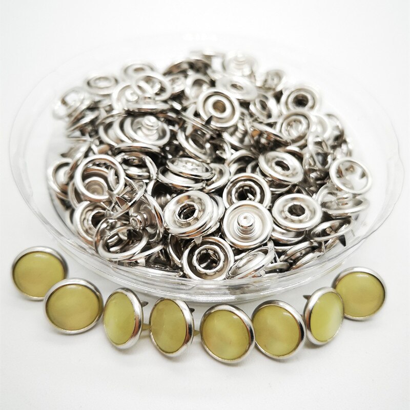 20 Sets Van Milieuvriendelijke Parel 10 Mm Hollow 8 Kleur Metalen Messing Gesp Gesp Knop Kinderen: yellow / 50sets
